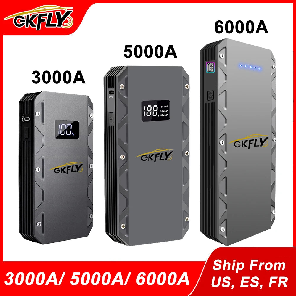 GKFLY Car Jump Starter Portable Power Bank 6000A/4000A/3000A Starting Device Car Booster Battery For Petorl Diesel Car
